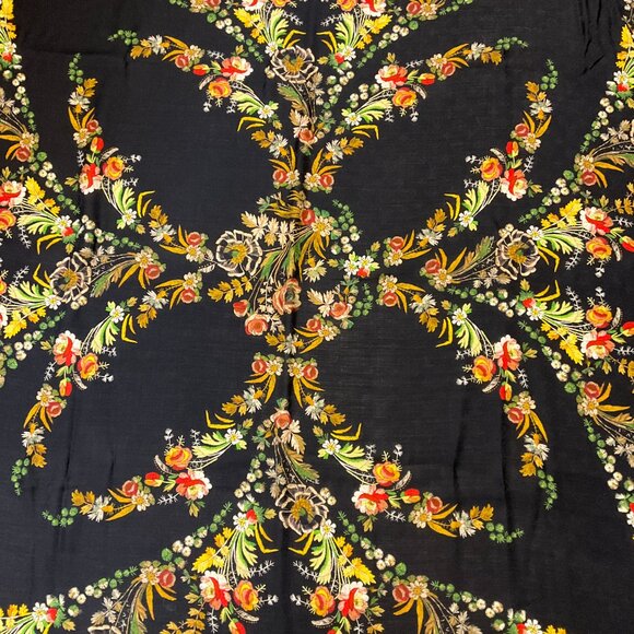 Louis Vuitton Black Multi Floral Monogram Fringed Large Wool Silk Cashmere Scarf - Picture 4 of 6